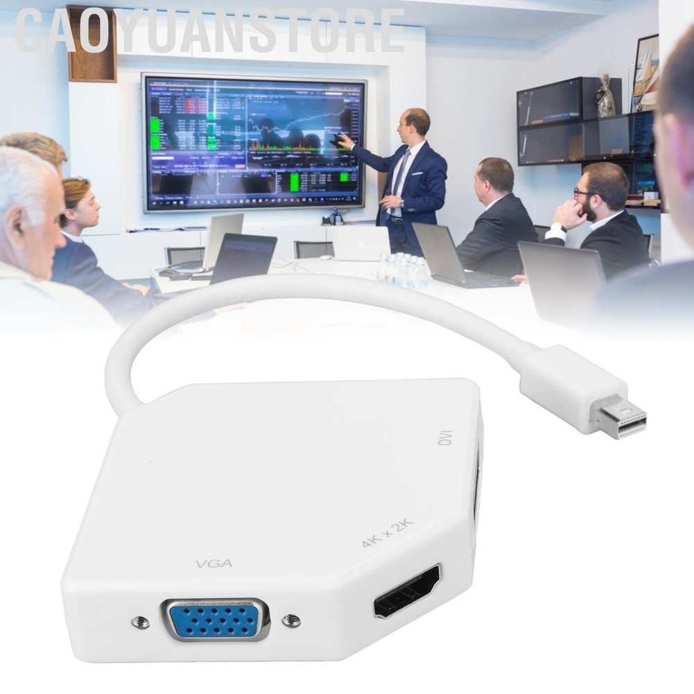 Caoyuanstore Mini DP to VGA/HDMI/DVI Conveter 3 In 1 1080P Video Electronic Adapter White B0404