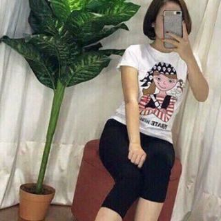 Quần legging nâng mông lửng màu đen