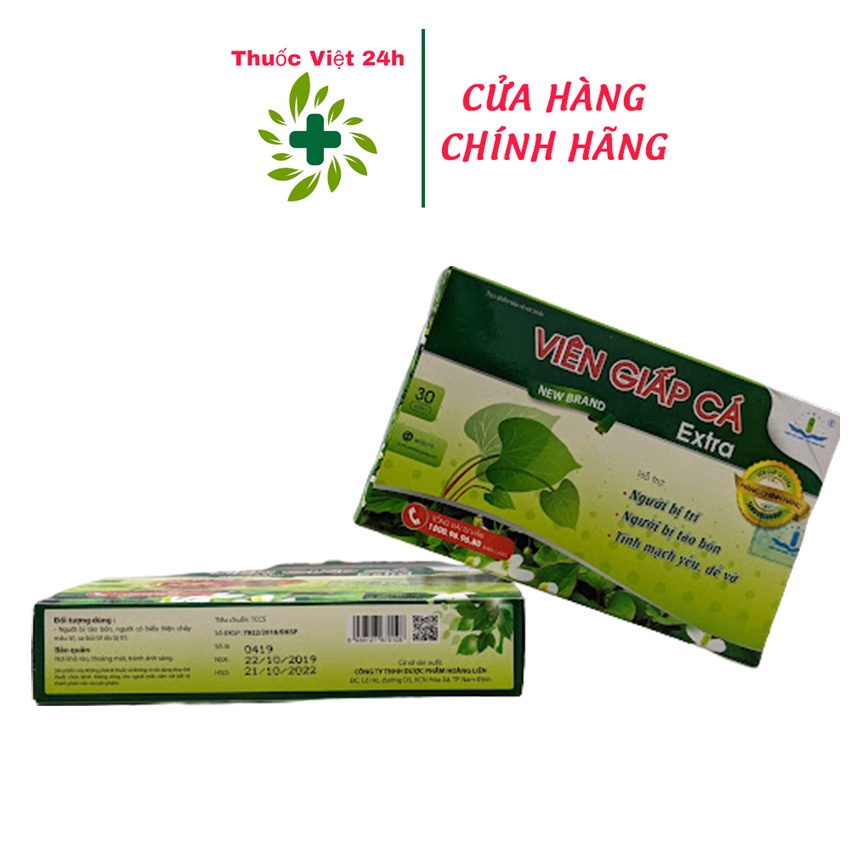 Viên Giấp Cá Extra 30v Hỗ trợ nhuận tràng , táo bón - Thuocviet24h