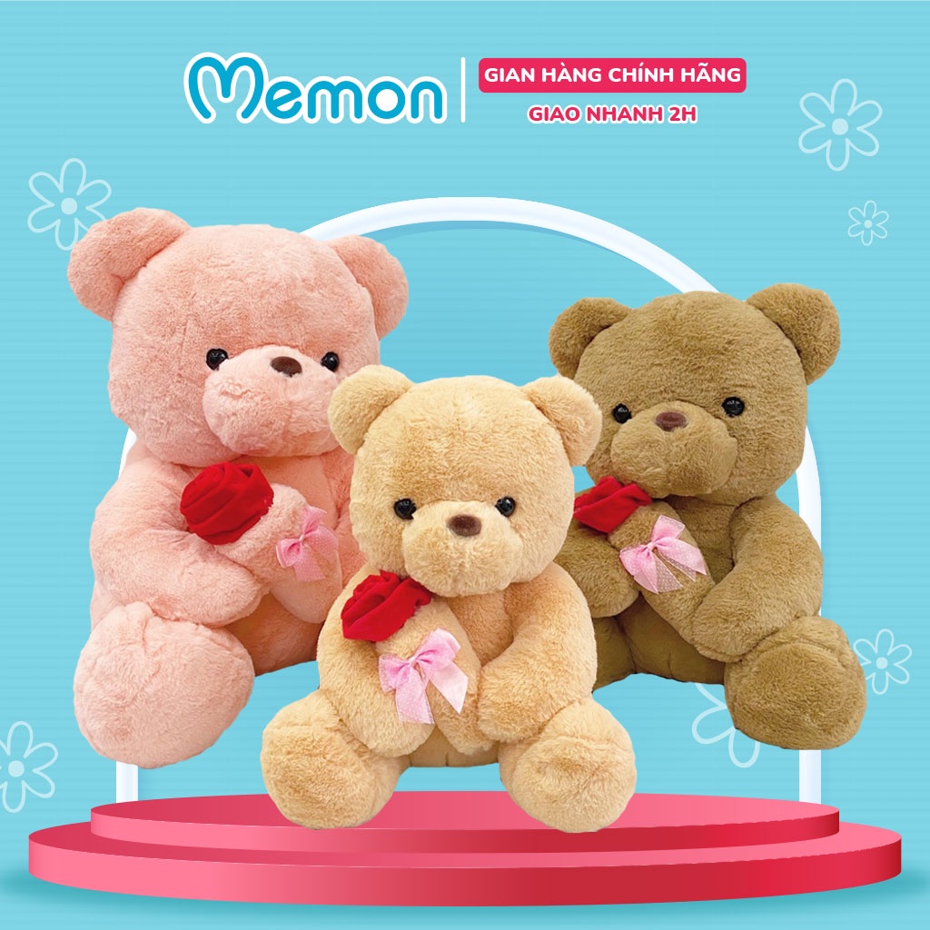 [Mã LIFEMALL2505 giảm 10% đơn 250K] Gấu Bông Teddy Ôm Hoa Dễ Thương Cao Cấp Memon