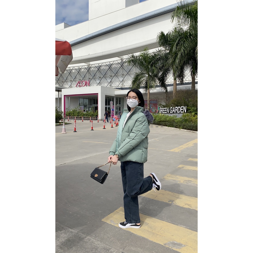 Áo phao béo chần bông dáng ngắn kèm mũ lông vũ rời DALYFA áo khoác mùa đông hàng Quảng Châu cực xịn siêu ấm CD142 | BigBuy360 - bigbuy360.vn