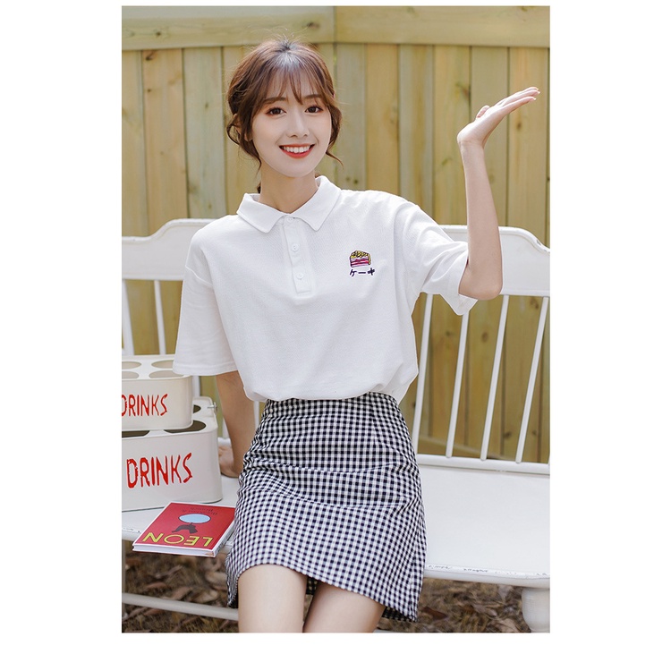 Áo Thun Nữ Form Rộng Có Cổ Trụ Đẹp Chất Cotton Unisex In Hình Bánh Kem Bánh Bèo Cute Trẻ Trung TTQ0078