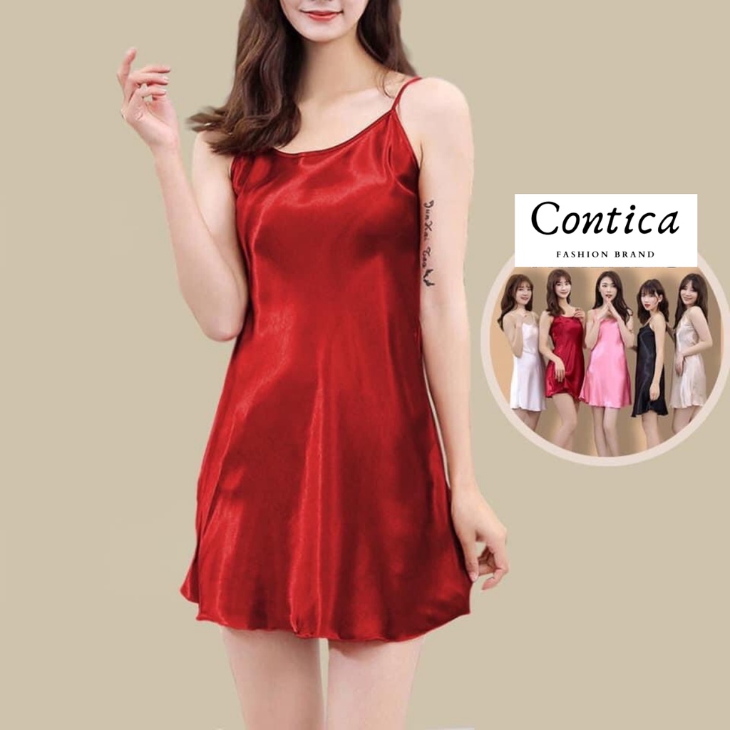 Váy ngủ 2 dây Cao Cấp siêu SEXY, Váy lụa satin Contica mềm mịn, quyến rũ - CONTICA CLOTHING | BigBuy360 - bigbuy360.vn