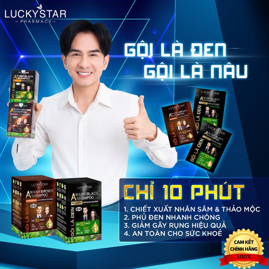 Gội Là Nâu Phủ Bạc Thảo Dược Cao Cấp Lucky Star 25ml