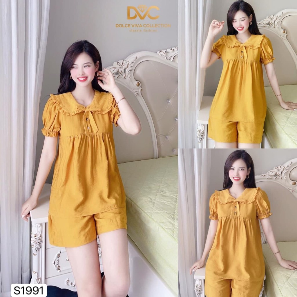 Set thiết kế áo babydoll quần đùi cực hot S1991 kèm ảnh thật trải sàn - Glady Design