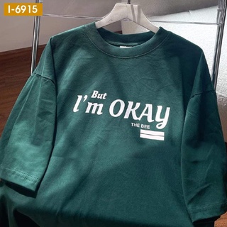 Áo thun unisex nam nữ dáng rộng in chữ đơn giản but i'm okay