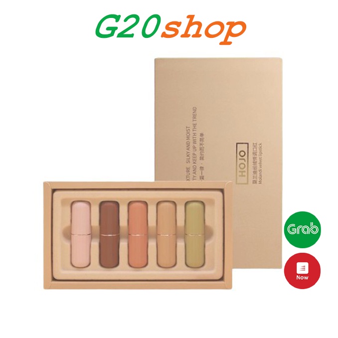 Set 5 Son Sáp Hojo mịn môi, chuẩn màu Molandi Velvet Lipstick Nội Địa Trung No.8040 g20shop