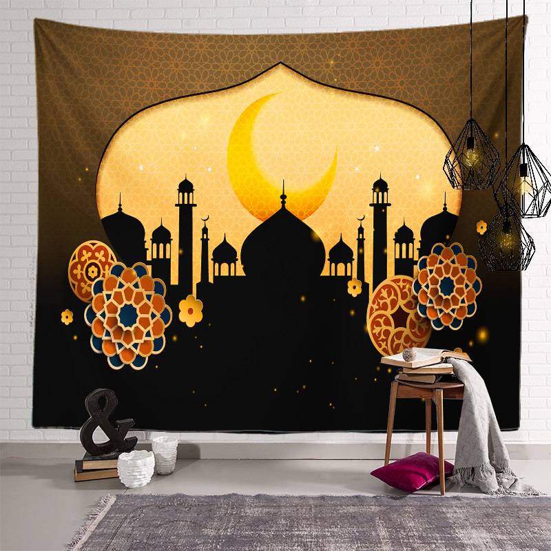 Eid Mubarak Decoration Islam Muslim Decor Tapestry Printed Background Wall Hanging Carpet Cloth Ramadan Kareem Art Home Décor