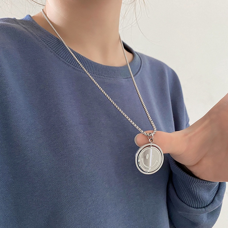 Vòng cổ dài MAYEBE LAVEND mặt hình mặt cười phong cách Hàn Quốc thời trang