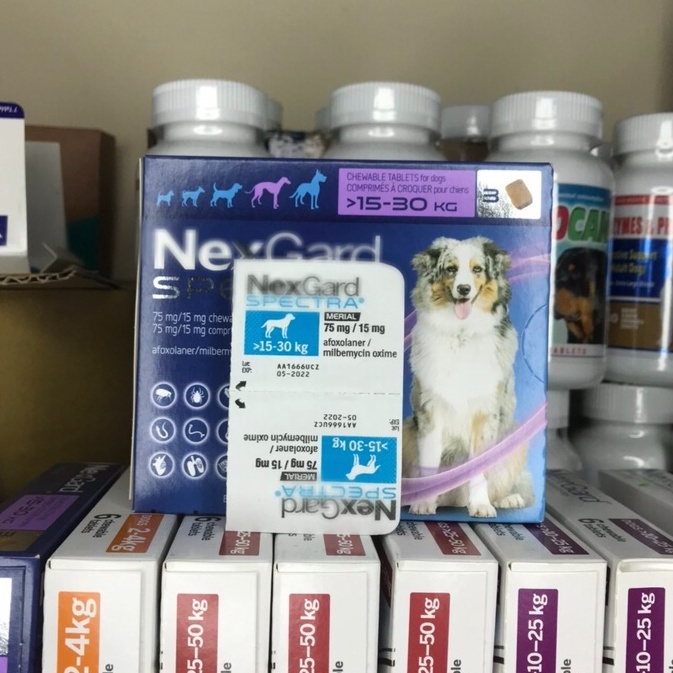 Sản phẩm ve ,rận .tẩy zun chó ( 1 viên ) Nex_Gard Spectra 15-30kg -Hàng Pháp