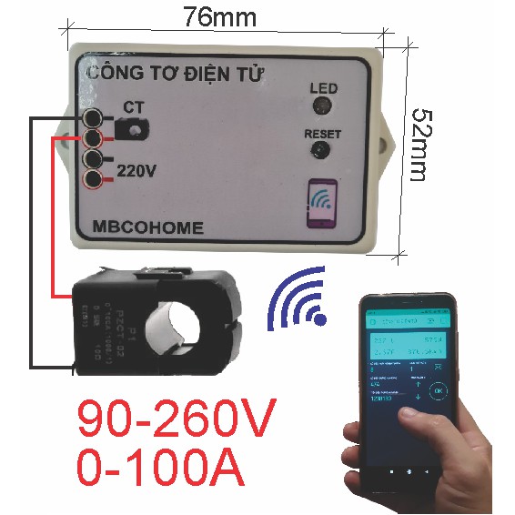 Công tơ điện tử wifi MBCOHOME - Bảo hành 2 năm 1 đổi 1