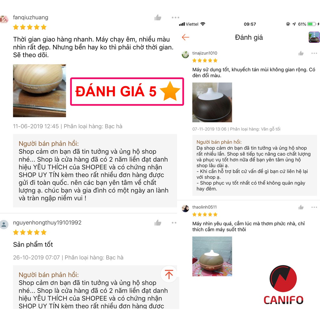 Máy khuếch tán tinh dầu bí ngô CANIFO cao cấp, xông thơm phòng, tạo ẩm cho không khí hiệu quả, hàng chính hãng