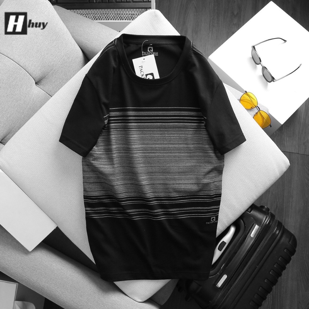 Áo thun nam tay ngắn cổ tròn, màu phối lạ mắt, vải thun cotton xuất