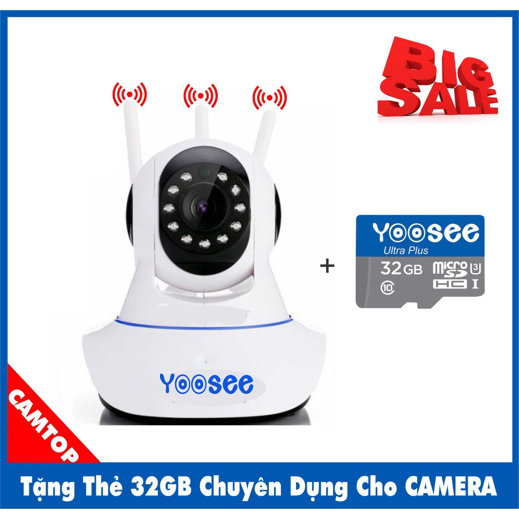 [COMBO] Camera Wifi YooSee 3 Anten HD720P + Thẻ 32Gb Chuyên Dụng Cho CAMERA | BigBuy360 - bigbuy360.vn