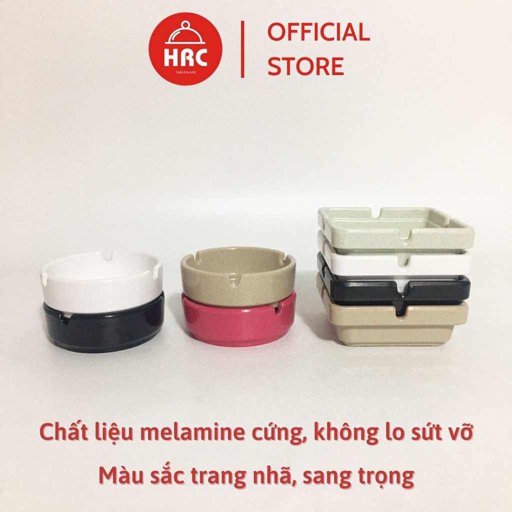 Gạt Tàn Thuốc, Vuông và Tròn (Đen - Trắng - Nâu - Xanh) Melamine