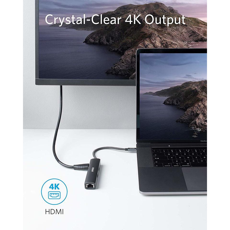 [Mã 159ELSALE hoàn 7% đơn 300K] [Chính hãng New] Hub chia Anker 5in1 Type C ra cổng HDMI USB 3.0 Ethernet