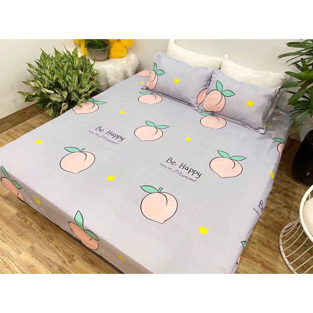 Bộ Ga gối Cotton Poly 3 Món Mẫu đào mông