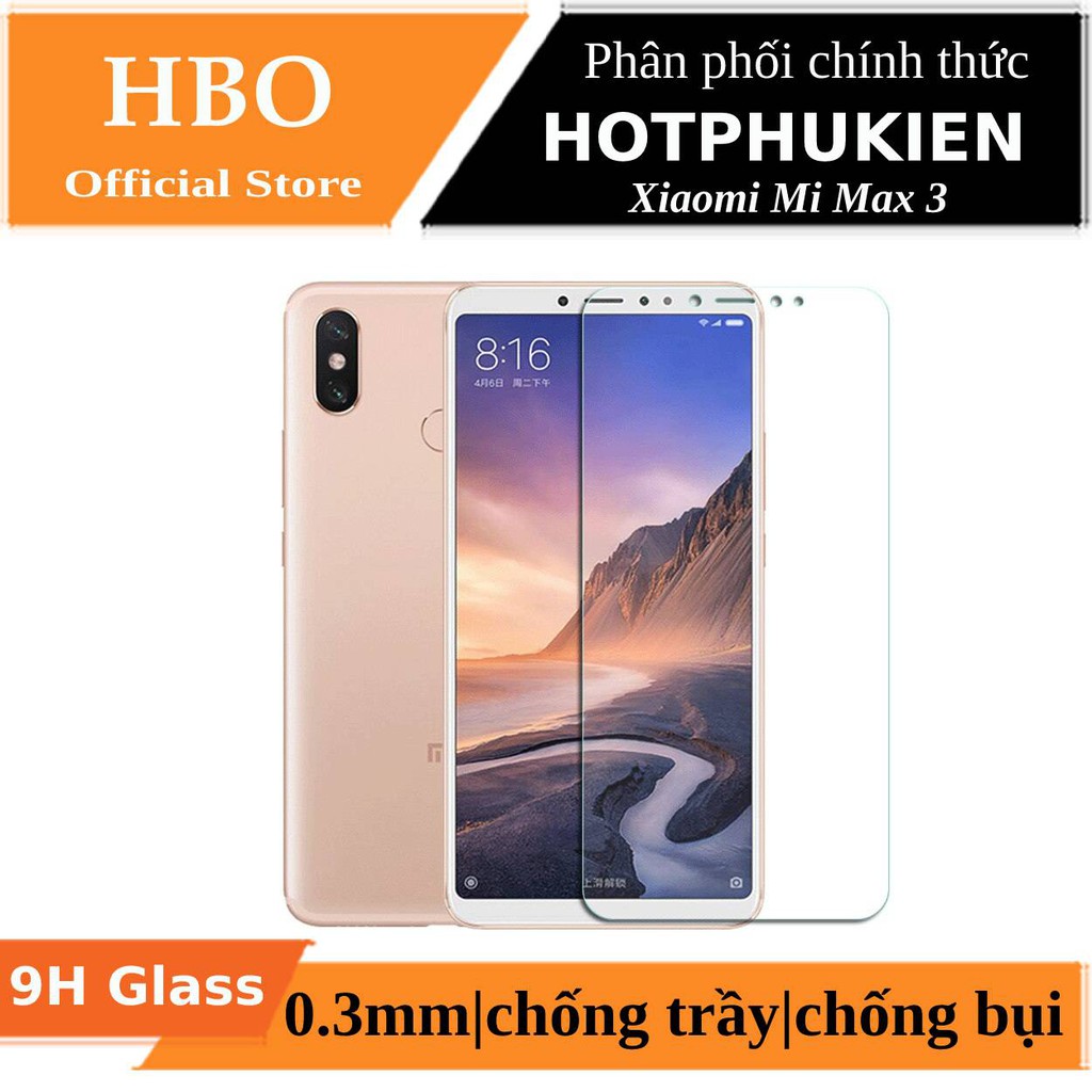 Miếng dán kính cường lực HBO cho Xiaomi Mi Max 3 (0,3mm, độ cứng 9H, chống trầy) - Hàng nhập khẩu