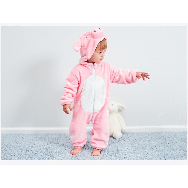 Bộ liền thân hình động vật bằng lông mềm mại xinh xắn cho bé trai và gái