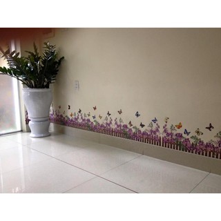 Decal dán tường Hàng rào hoa tím ( dài 2m)