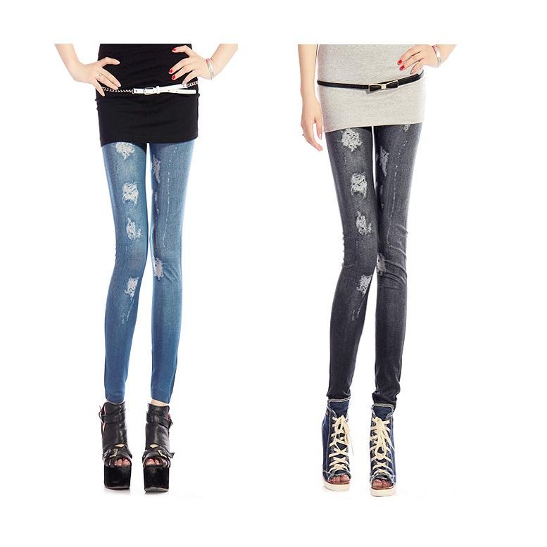 Quần Legging giả jean rách (QL06)