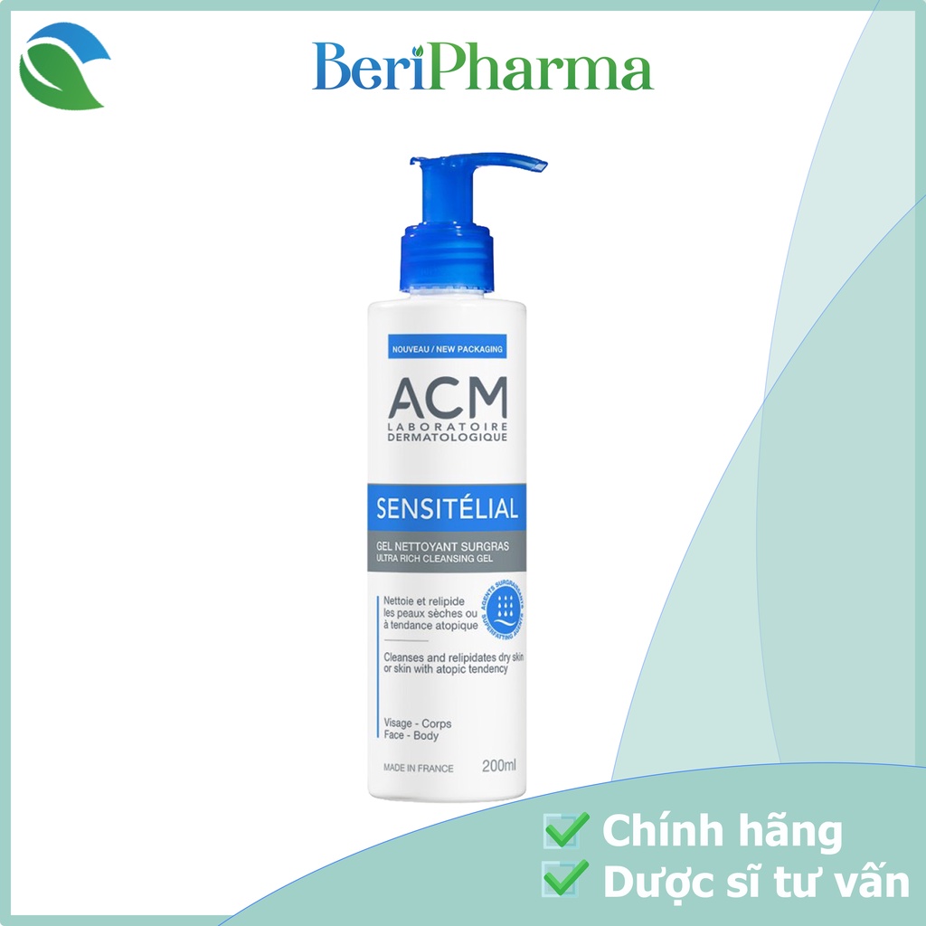 ✅ ACM Gel rửa mặt làm sạch cho da nhạy cảm Sensitelial Cleansing Gel 200ml