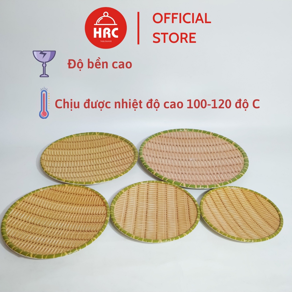 Đĩa nhựa giả mây tre đan [HÀNG DÀY]  phíp giả mây mẹt tre tròn cao cấp đủ size có chân đế để hoa quả bún mẹt