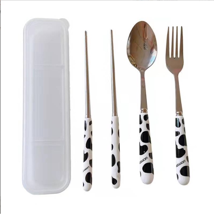 Bộ đũa thìa dĩa tập ăn cho bé, Bộ đũa thìa dĩa dùng cho dân văn phòng và pinic dã ngoại rất tiện lợi