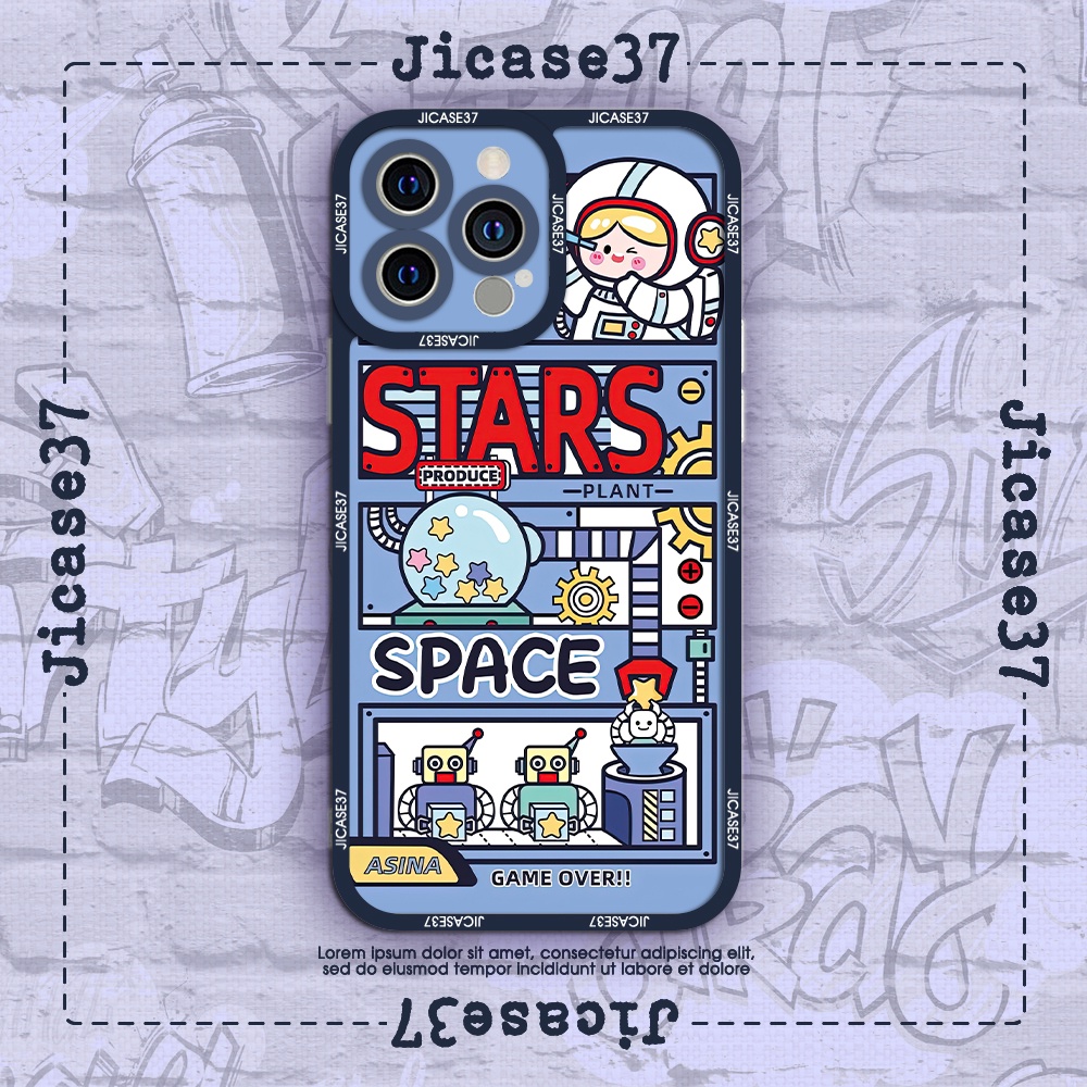 Ốp lưng iphone và samsung xiaomi oppo cạnh vuông Jicase Roro Jump Stars space