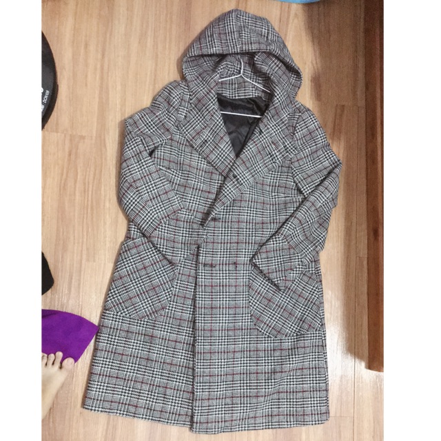 -áo khoác dạ karo có mũ về sẵn shop
