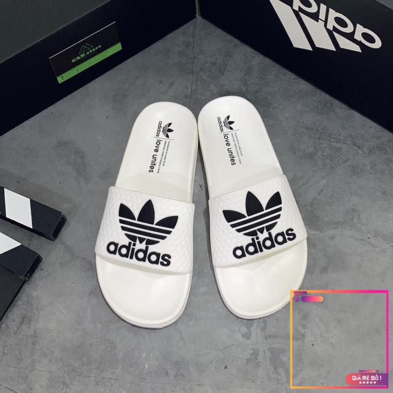 DÉP ADIDAS ADILETTE TRẮNG LOGO ĐEN - Xinh xắn full box -po1