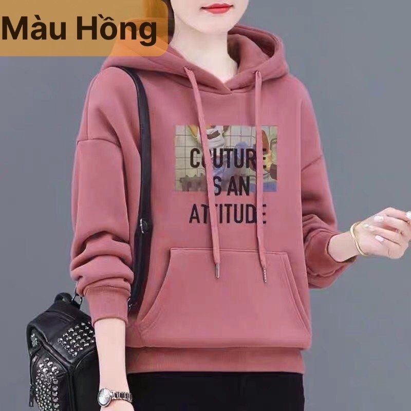 [GIAO HỎA TỐC] Áo hoodie tay dài dáng rộng kiểu dáng năng động trẻ trung dành tặng mẹ size từ 45-85kg