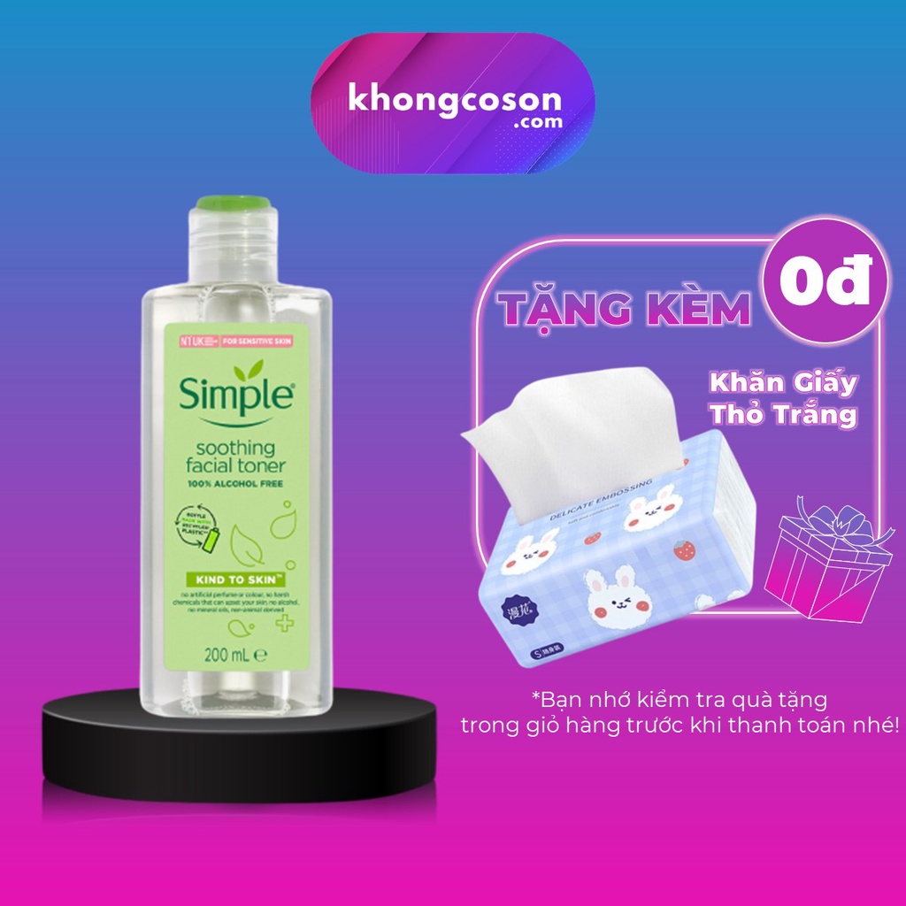 Toner Simple Soothing Facial Nước Hoa Hồng Cân Bằng Ẩm Cho Da Dầu Mụn 200ml - Khongcoson