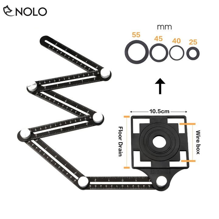 Thước Đo Đa Góc Xác Định Vị Trí Lỗ Cắt Gạch Ốp Lát Gạch Men Chế Tác Mỹ Nghệ Tháo Xếp Gọn Được Chất Liệu Hợp Kim