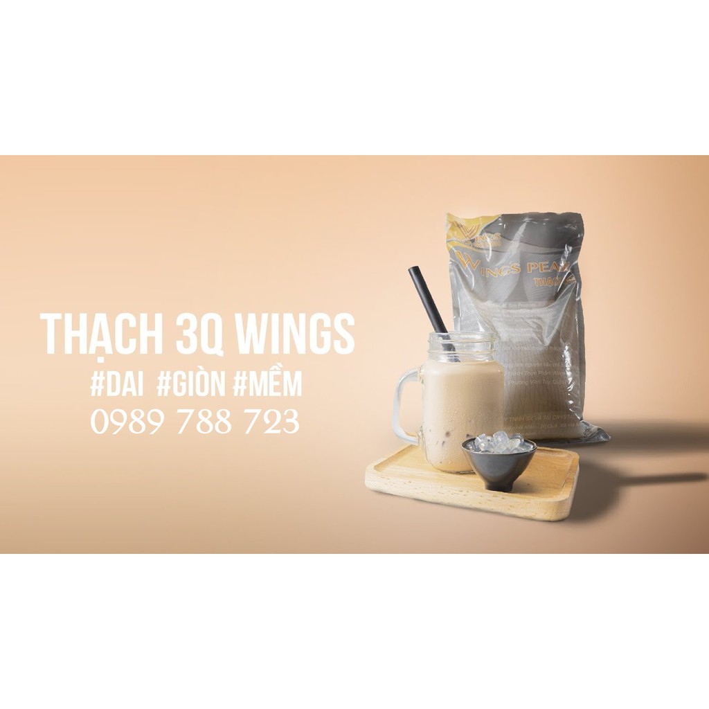 Thạch 3q WINGS gói 2kg được sản xuất tại VN - là loại trân châu trắng ngon giòn làm topping cực ngon