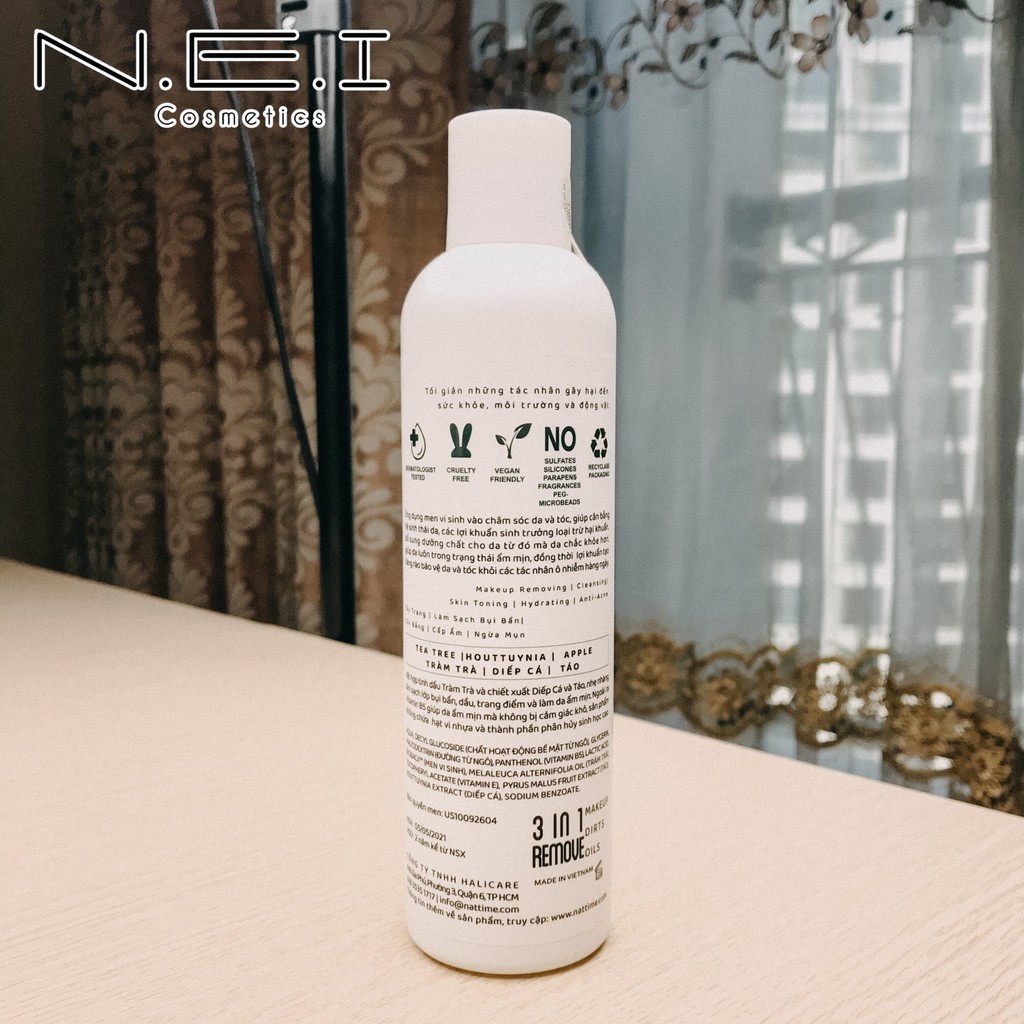 Nước tẩy trang Thuần chay Men vi sinh NATTIME - Tẩy trang lành tính - 250ml | BigBuy360 - bigbuy360.vn