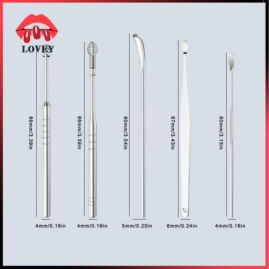 Set 6 dụng cụ lấy ráy tai bằng thép không gỉ tiện lợi