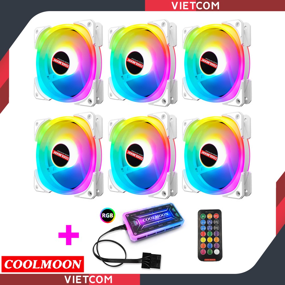 [ 10 MẪU - 50 COMBO ] Fan Led RGB Coolmoon + Bộ Hub Coolmoon & Remote - LED RGB 16 Triệu Màu, 366 Hiệu Ứng