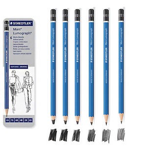 [ TÂM TÂM ]-BỘ CHÌ PHÁC THẢO STAEDTLER MARS® LUMOGRAPH® 100G6 - SET 6 CÂY-