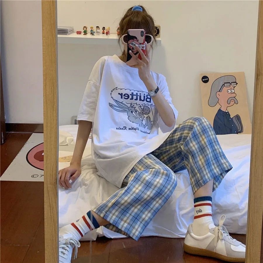 Quần Dài Ống Rộng Họa Tiết Ca Rô Phong Cách Hàn Quốc Dành Cho Nữ 2020 | BigBuy360 - bigbuy360.vn