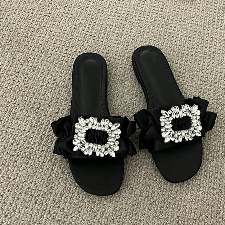 Dép Sandal Một Mảnh Đính Đá Thời Trang Mùa Hè Cho Nữ