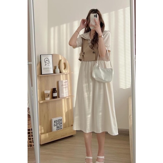 Set váy dài kèm gile cổ thuỷ thủ VIDRESS