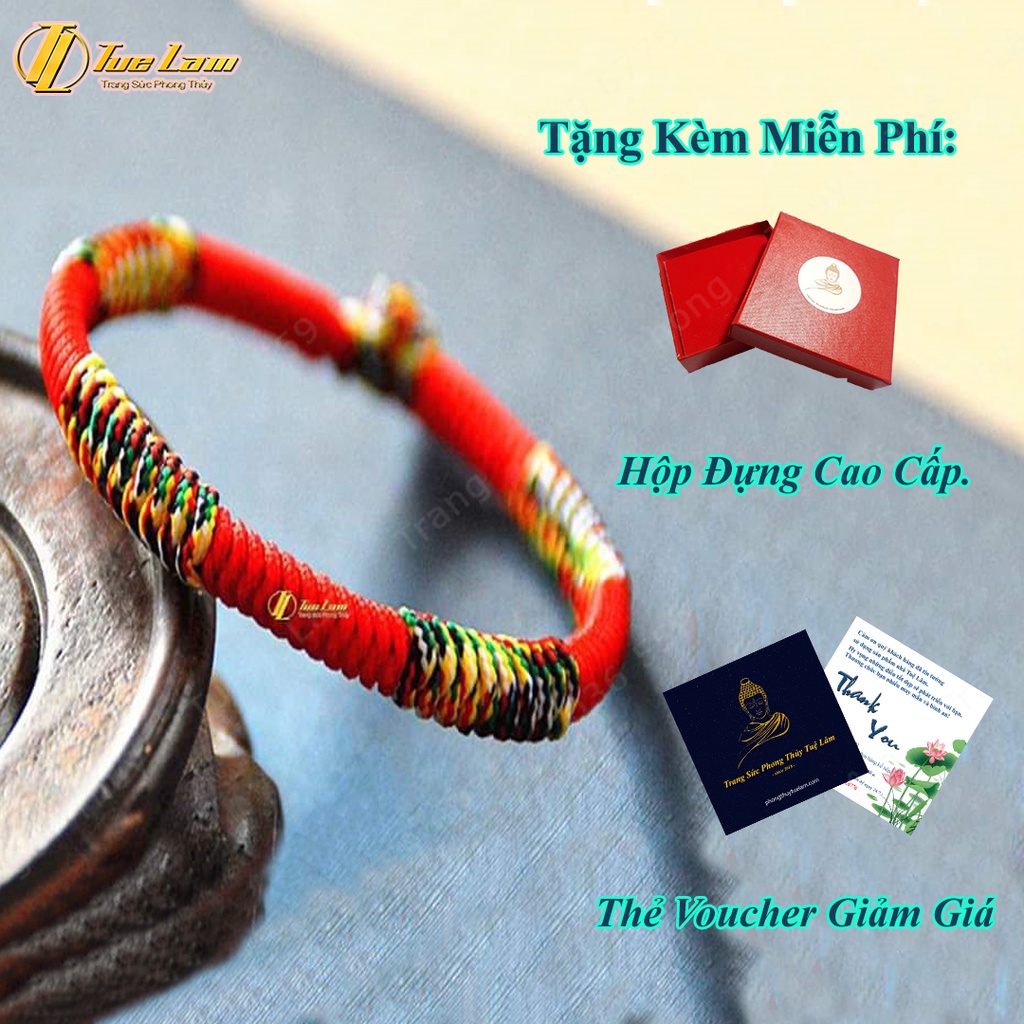 [Handmade] Vòng Chỉ Ngũ Sắc Tây Tạng Nút Thắt Size To - DIY Tuệ Lâm