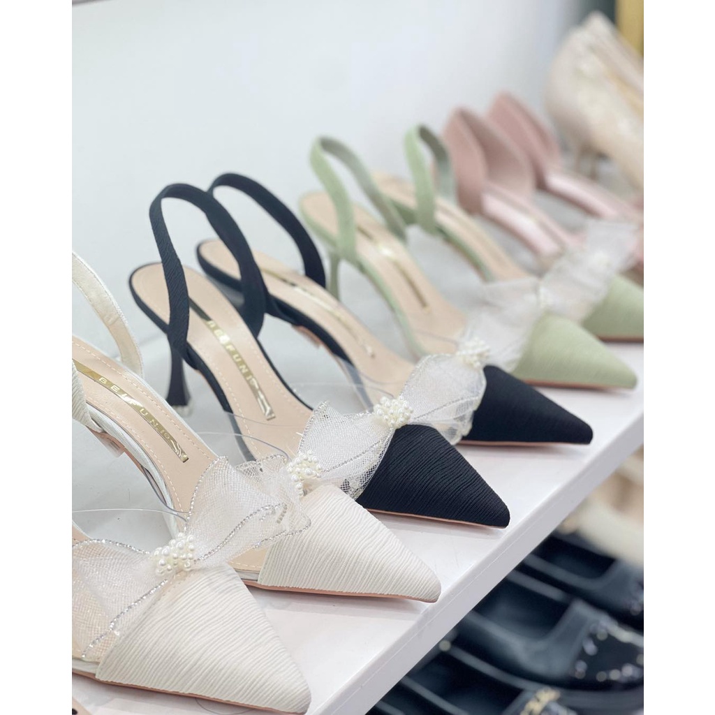 Cao gót quai sau nơ lưới phối trong 520-1 - Kachi House