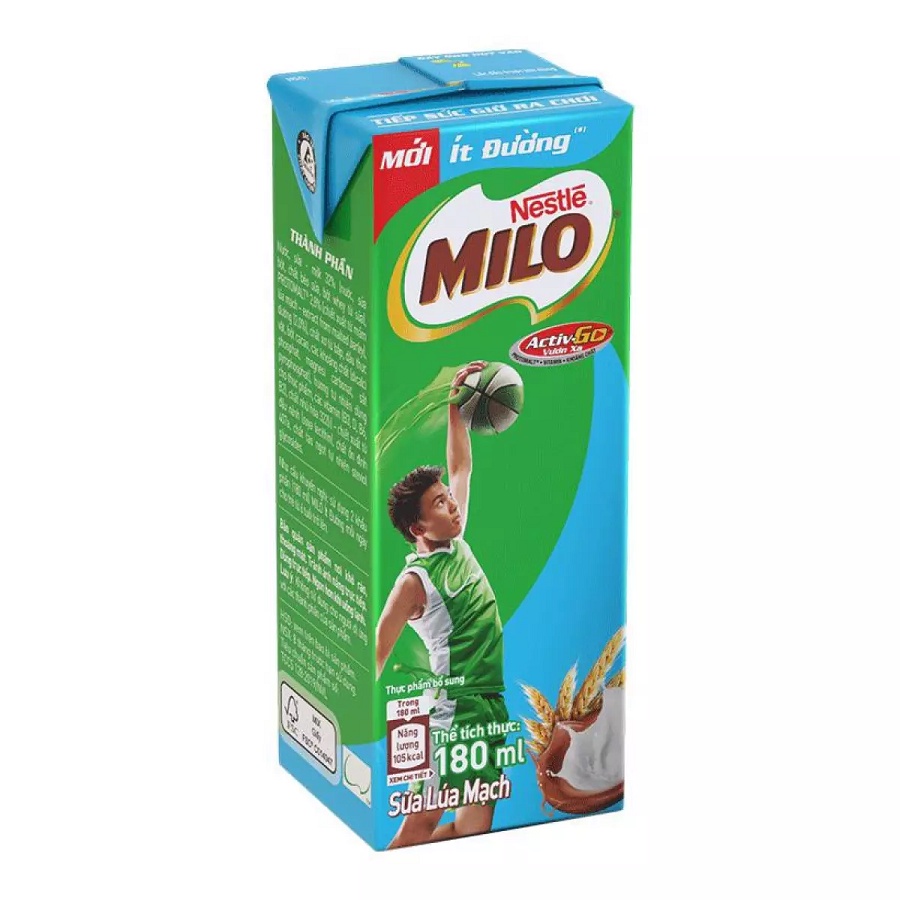 Sữa Milo ít đường lốc 4 hộp x 180ml