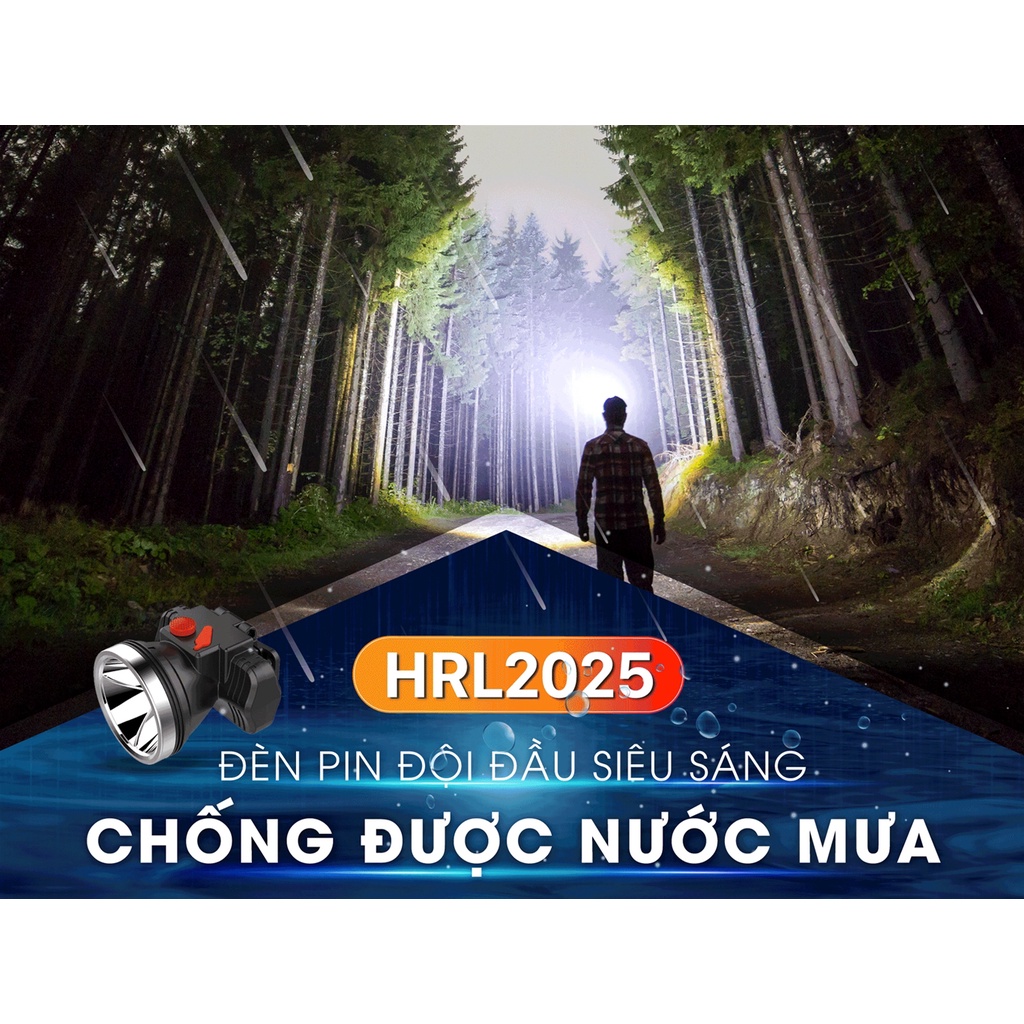 Đèn pin đội đầu siêu sáng chống va đập và chịu lực tốt đèn pin Roman HRL2025 chống được nước mưa