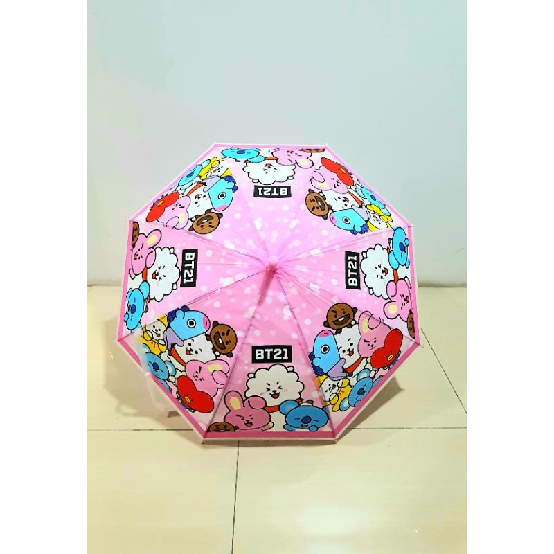 Dù Mở Tự Động Đường Kính 78cm In Hình Bts / Bt21 Dễ Thương Cho Bé