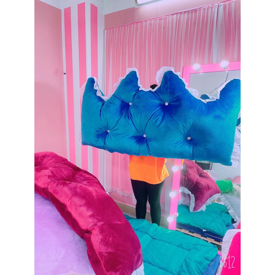 Gối Tựa Kê Đầu Giường Mẫu Hoàng Gia - Khuy Nút - Size 80x1m6 - Nhà Shy
