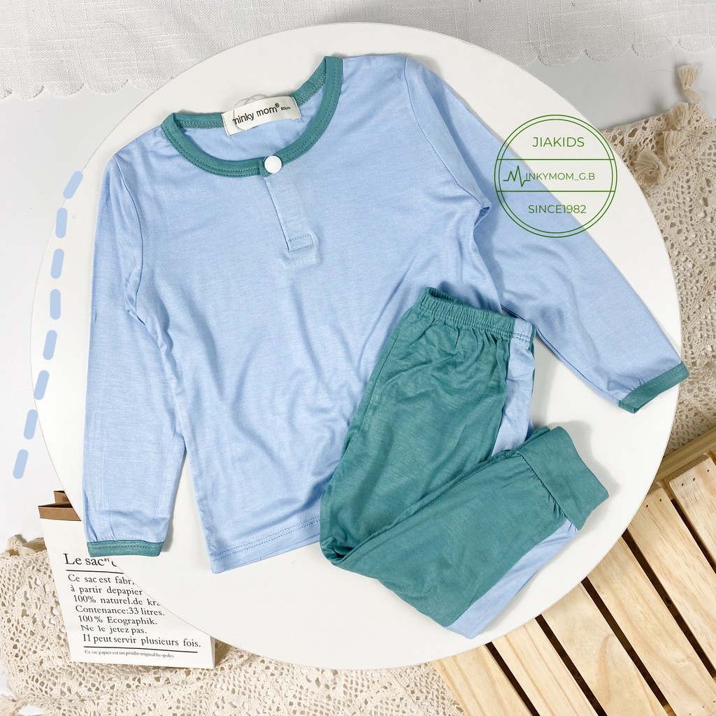 Bộ Dài Tay THUN LẠNH Cổ Trụ Phối Màu Minky Mom Cho Bé TD-TR05