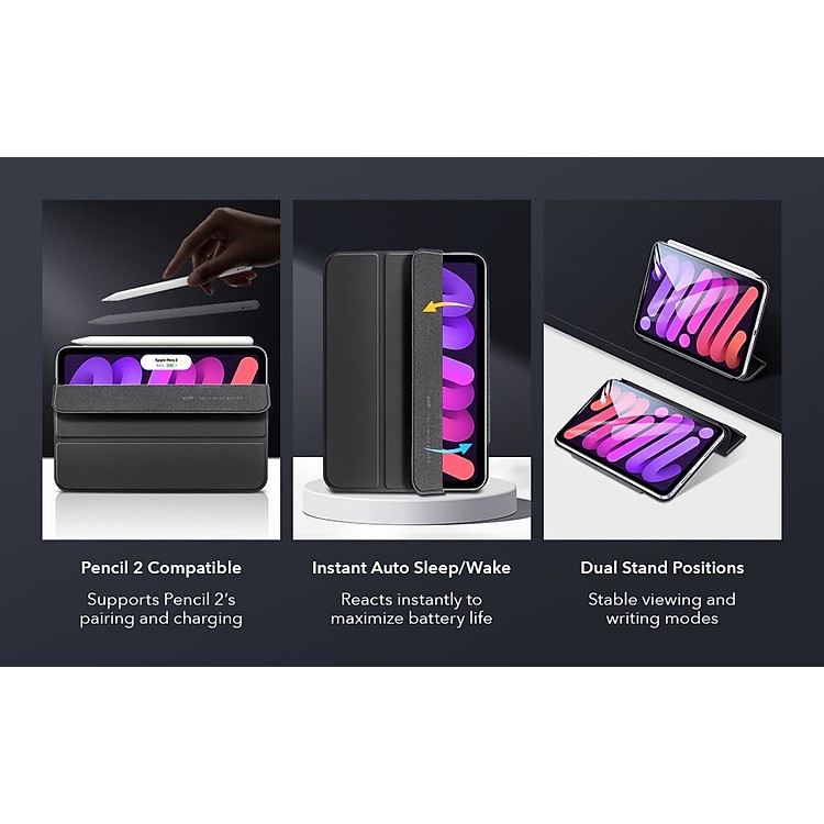 Bao Da Dành Cho iPad Mini 6 ESR Rebound Magnetic Slim Case - Hàng Nhập Khẩu.